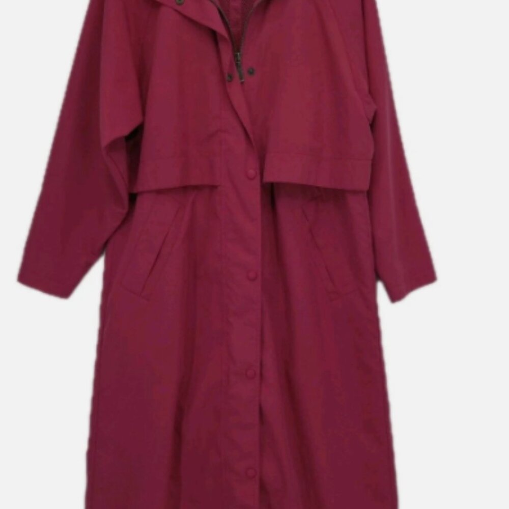 LL Bean Red Long Rain Coat Outdoor Jacket with Lining Women's regular M